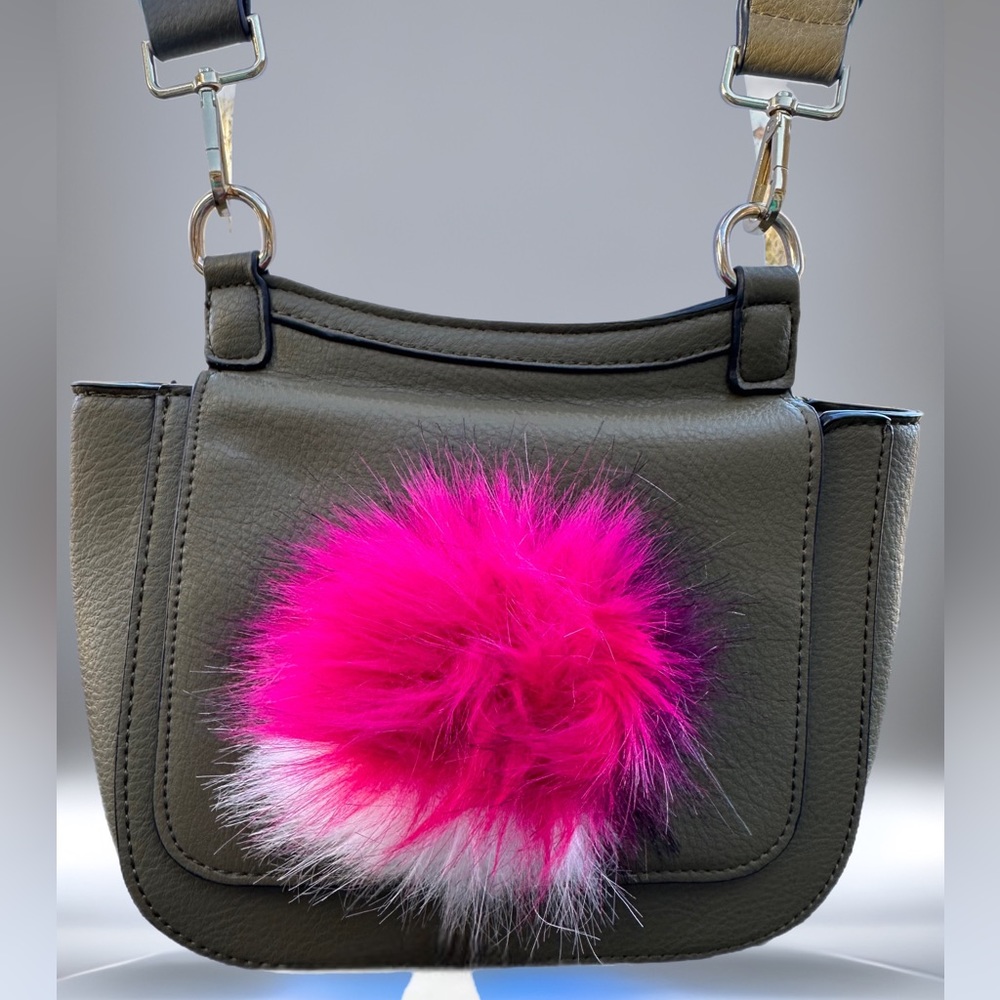 ANTHROPOLOGIE JULES KAE Zoey Pom Pom Crossbody Bag in Olive Green